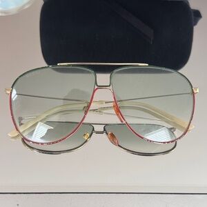 Gucci Aviator Sunglasses with Red and Gold Trim